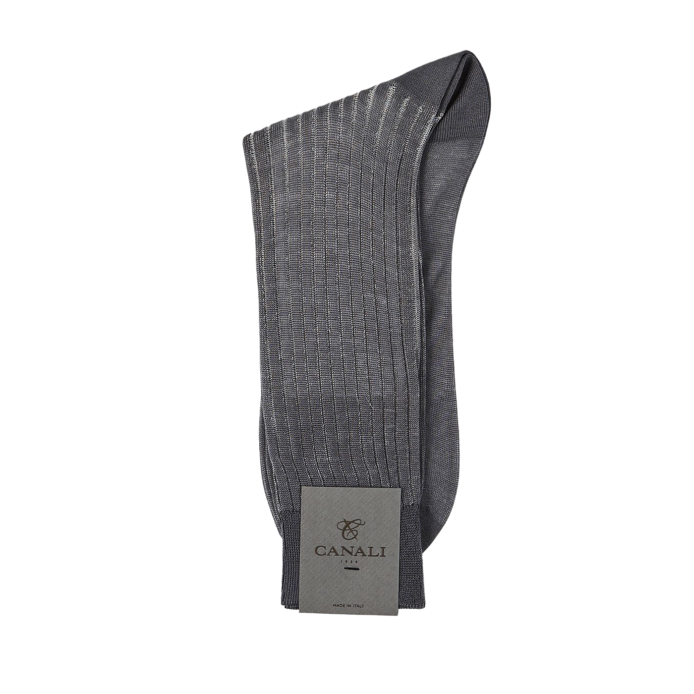 Canali Charcoal Grey Ribbed Cotton Vanisee Socks Fold