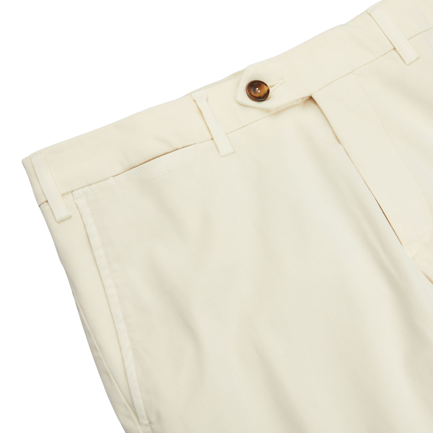 Canali Cream Beige Cotton Stretch Flat Front Chinos Edge