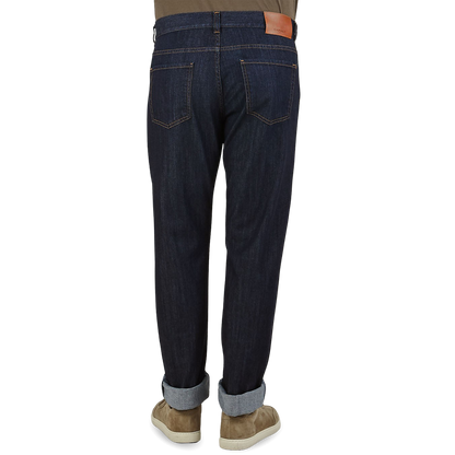 Canali Dark Indigo Cotton Stretch Jeans Back