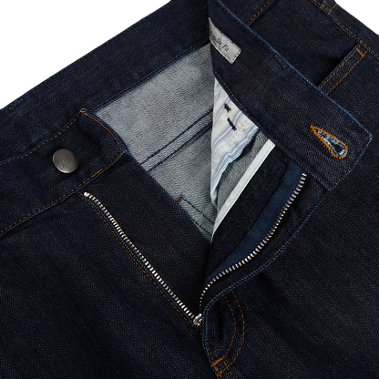 Canali Dark Indigo Cotton Stretch Jeans Zipper