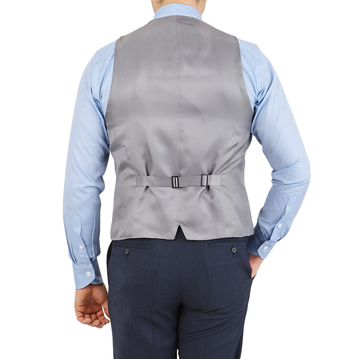 Canali Dove Grey Wool DB Waistcoat Back