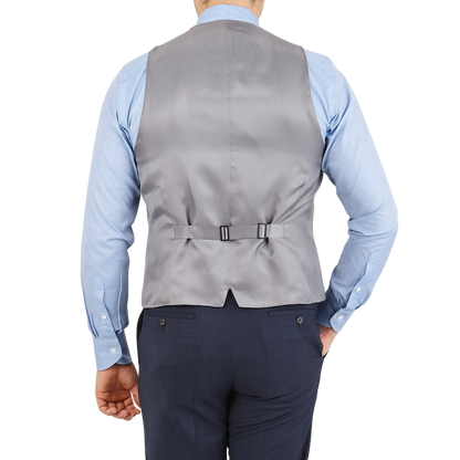 Canali Dove Grey Wool DB Waistcoat Back