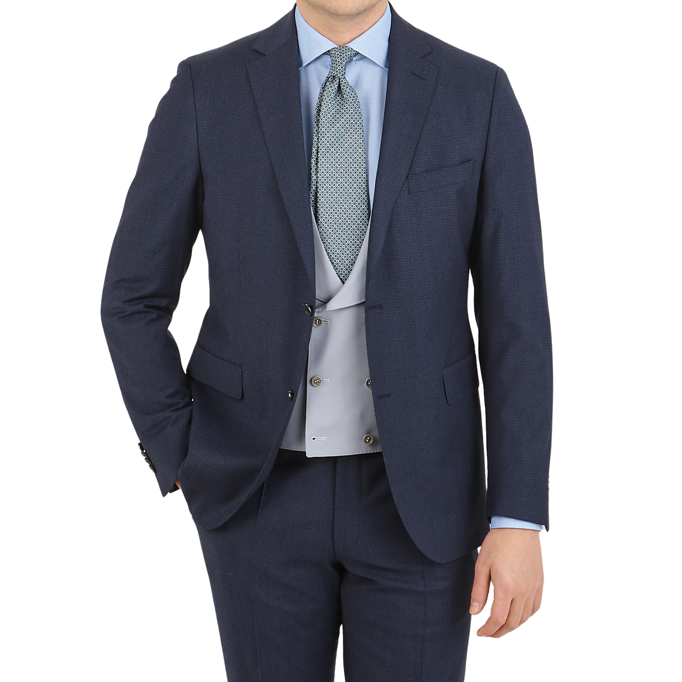 Canali Dove Grey Wool DB Waistcoat Feature