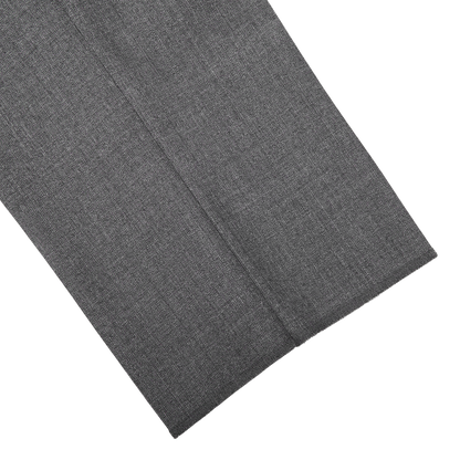 Canali Grey Melange Diagonal Wool Trousers Cuff