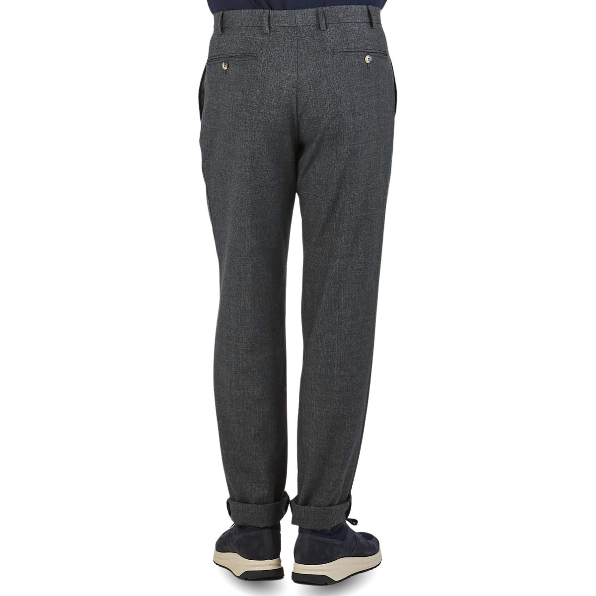 Canali Grey Melange Washable Wool Trousers Back