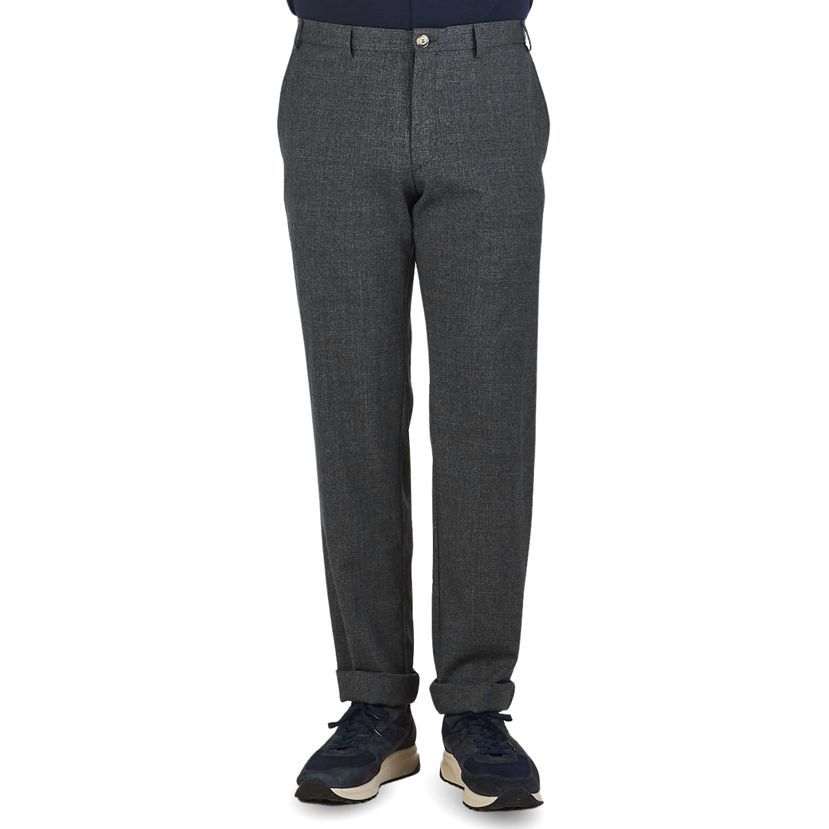 Canali Grey Melange Washable Wool Trousers Front