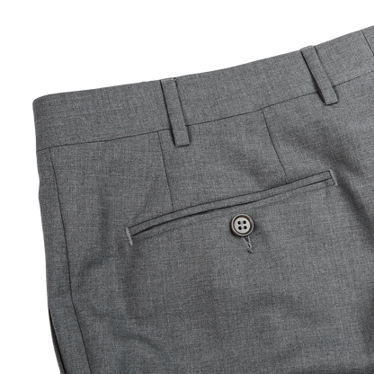 Canali Grey Tropical Wool Flat Front Trousers Pocket