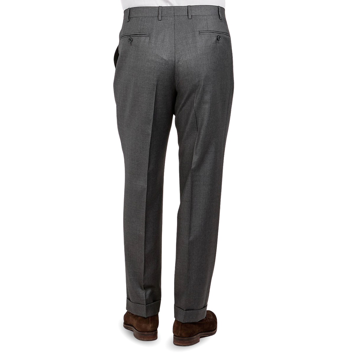 Canali Grey Wool Single Pleat Trousers Back
