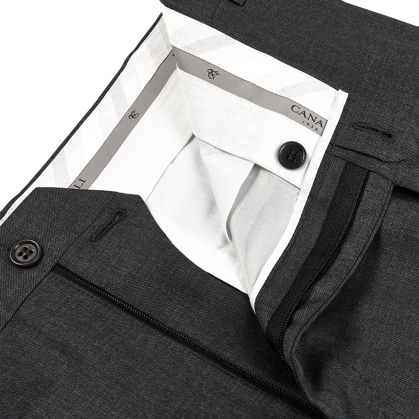 Canali Grey Wool Single Pleat Trousers Zipper