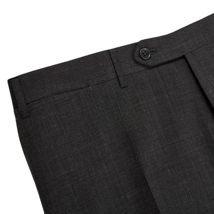 Canali Grey Wool Stretch Flat Front Trousers Edge