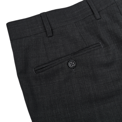 Canali Grey Wool Stretch Flat Front Trousers Pocket
