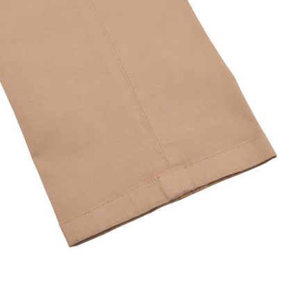 Canali Khaki Beige Cotton Stretch Flat Front Chinos Cuff