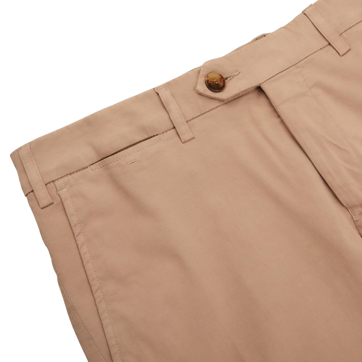 Canali Khaki Beige Cotton Stretch Flat Front Chinos Edge