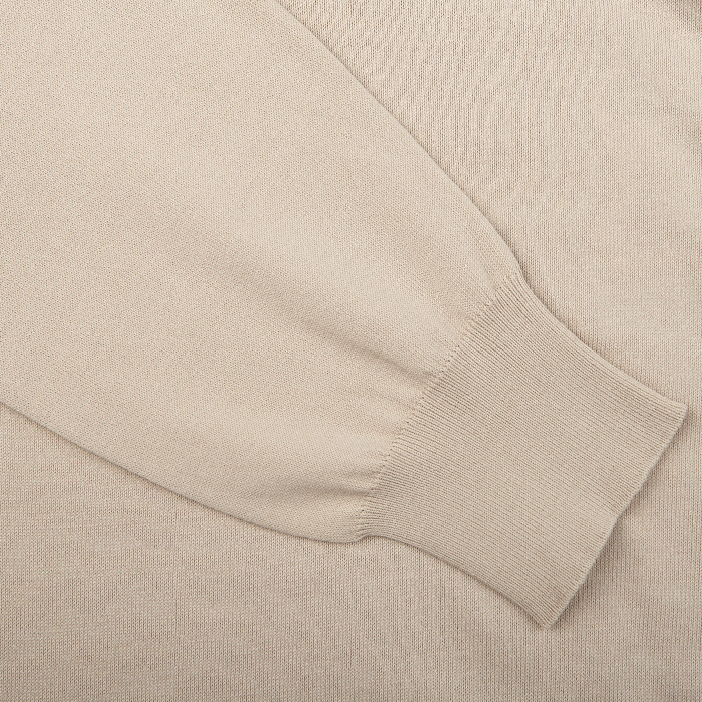 Canali Light Beige Fine Cotton 1:4 Zip Sweater Cuff