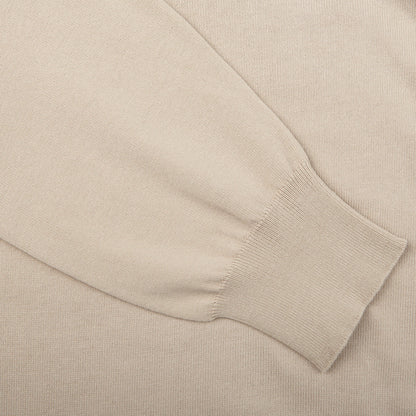 Canali Light Beige Fine Cotton 1:4 Zip Sweater Cuff