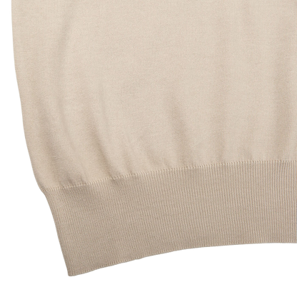 Canali Light Beige Fine Cotton 1:4 Zip Sweater Edge