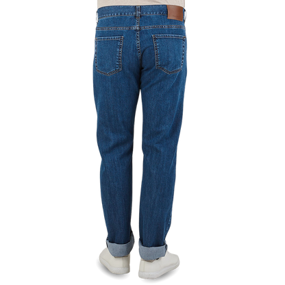 Canali Light Blue Cotton Stretch Jeans Back