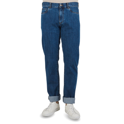 Canali Light Blue Cotton Stretch Jeans Front (kopia)