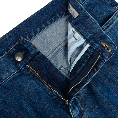 Canali Light Blue Cotton Stretch Jeans Zipper