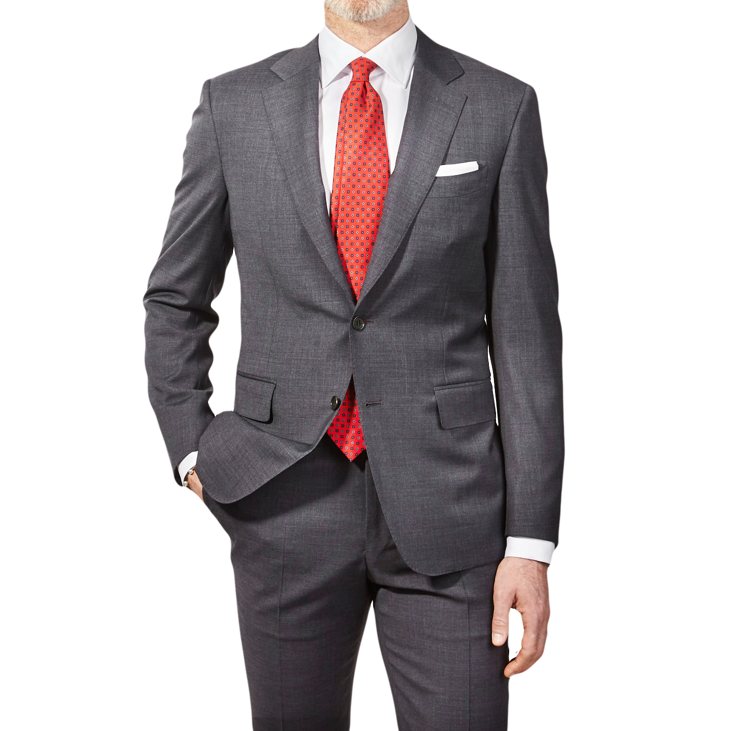 Canali Light Grey Plain Suit Front