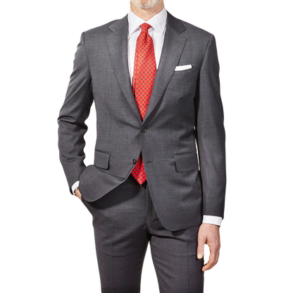 Canali Light Grey Plain Suit Front