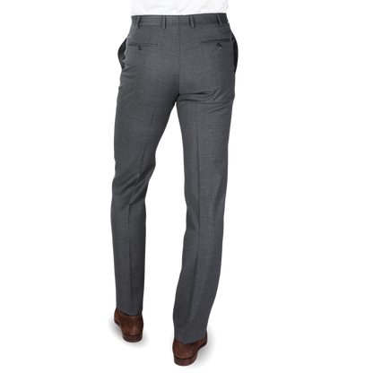 Canali Light Grey Plain Suit Trousers Back