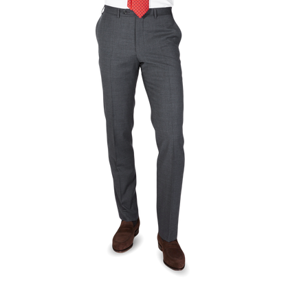 Canali Light Grey Plain Suit Trousers Front