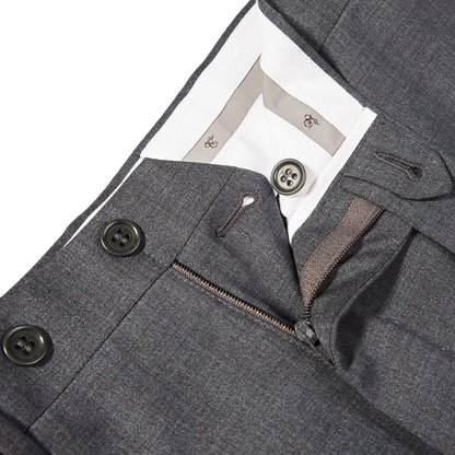 Canali Light Grey Plain Suit Trousers Zipper