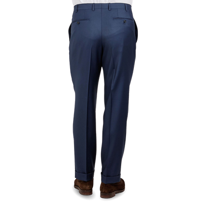 Canali Light Navy Flat Front Trousers Back