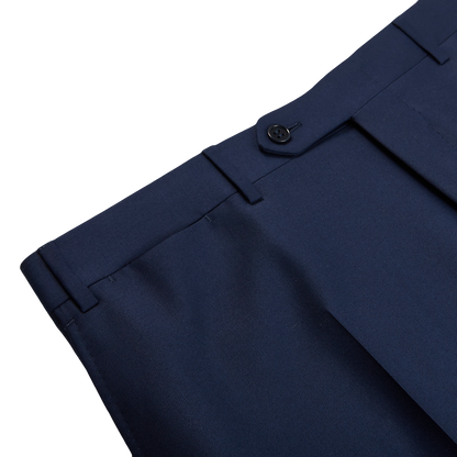 Canali Light Navy Flat Front Trousers Edge