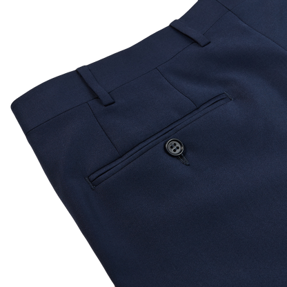 Canali Light Navy Flat Front Trousers Pocket