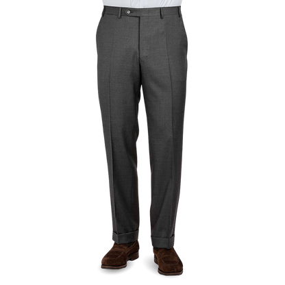 Canali Medium Grey Wool Trousers Front
