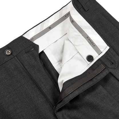 Canali Medium Grey Wool Trousers Zipper