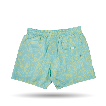 Canali Mint Green Printed Microfiber Swimshorts Back