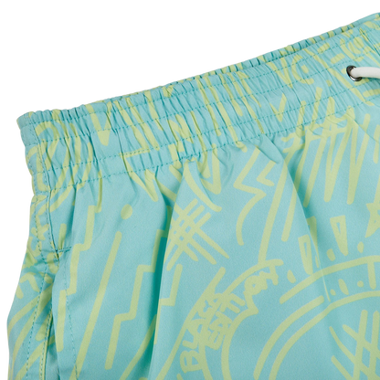Canali Mint Green Printed Microfiber Swimshorts Edge