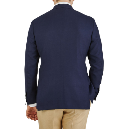 Canali Navy Blue Wool Kei Unlined Blazer Back