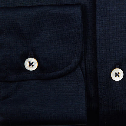 Canali Navy Cotton Jersey Casual Shirt Cuff