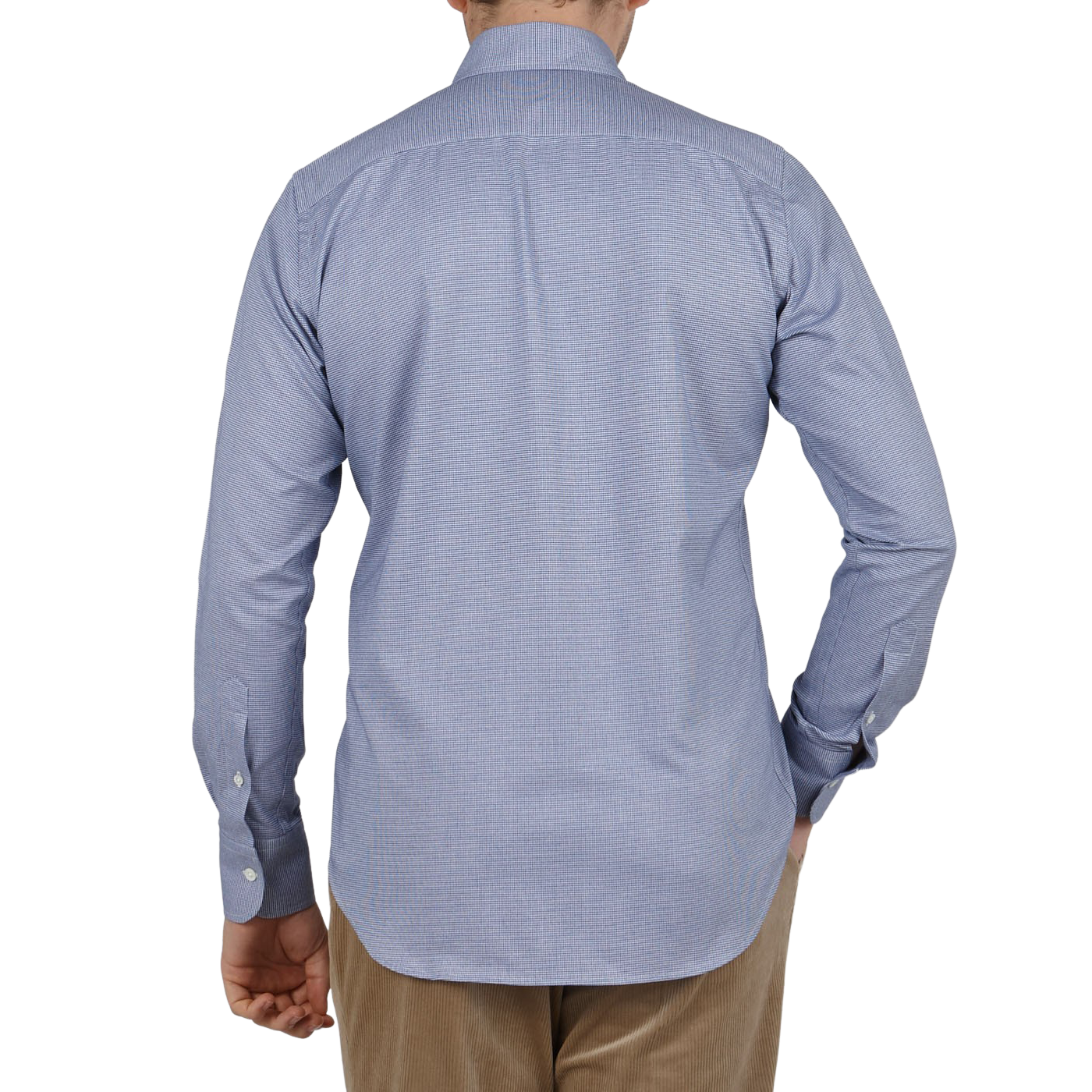Canali Navy Cotton Puppytooth BD Casual Shirt Back