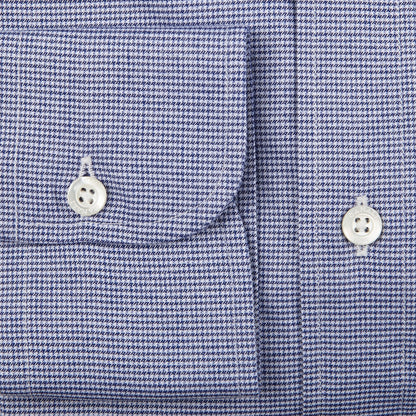 Canali Navy Cotton Puppytooth BD Casual Shirt Cuff
