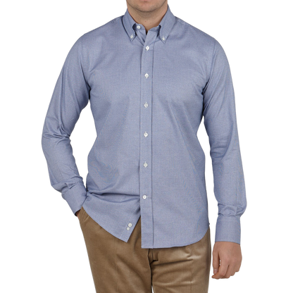 Canali Navy Cotton Puppytooth BD Casual Shirt Front