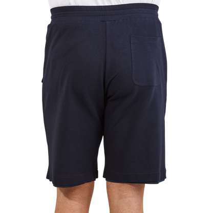 Canali Navy Cotton Stretch Jogger Shorts Back