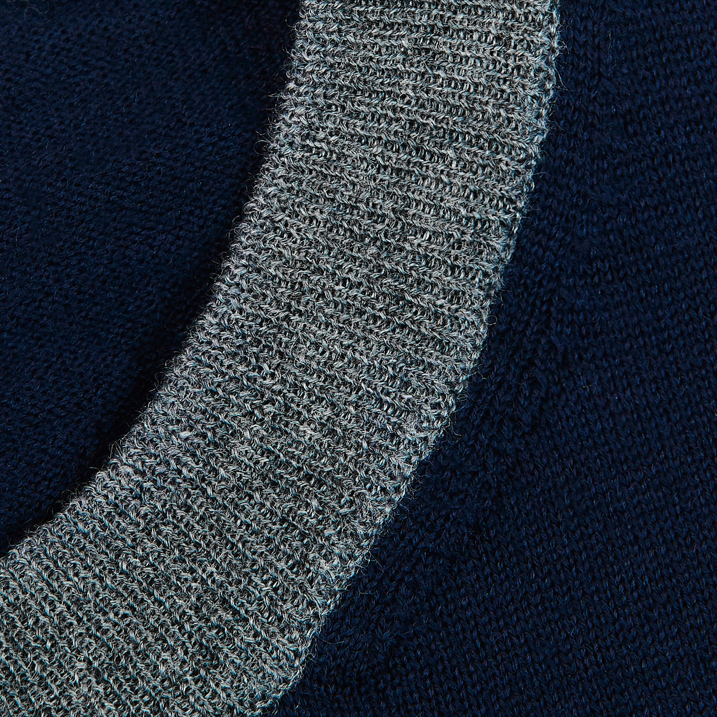 Canali Navy Grey Merino Wool College Sweater Brim