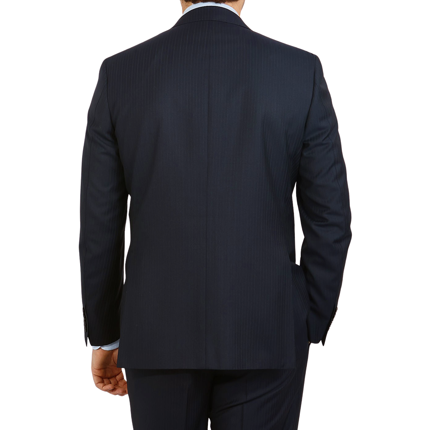 Canali Navy Pinstripe Super 150s Wool Drop 4 Suit Back