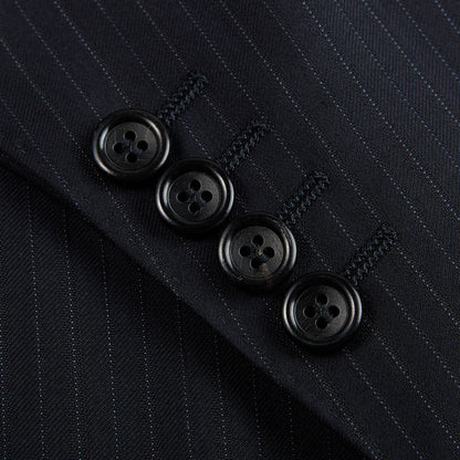 Canali Navy Pinstripe Super 150s Wool Drop 4 Suit Button