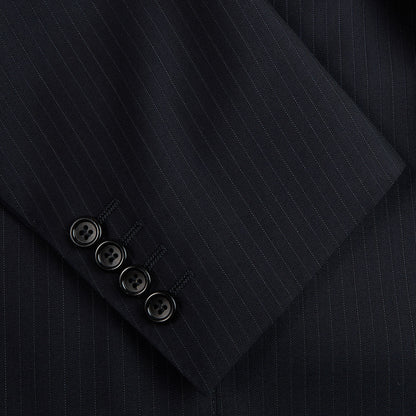 Canali Navy Pinstripe Super 150s Wool Drop 4 Suit Cuff