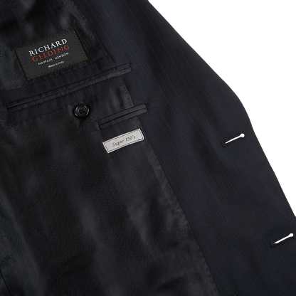 Canali Navy Pinstripe Super 150s Wool Drop 4 Suit Inside