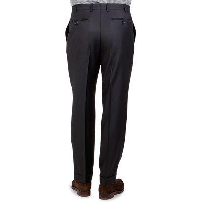 Canali Navy Plain Wool Trousers Back