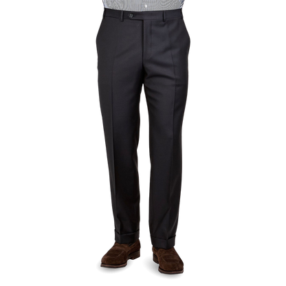 Canali Navy Plain Wool Trousers Front