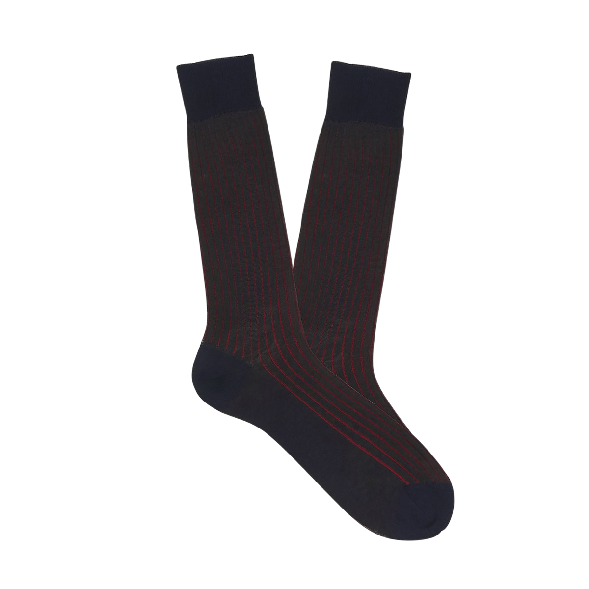 Canali Navy Red Ribbed Cotton Vanisee Socks Feature