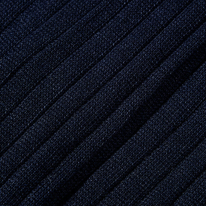 Navy Ribbed Cotton Socks